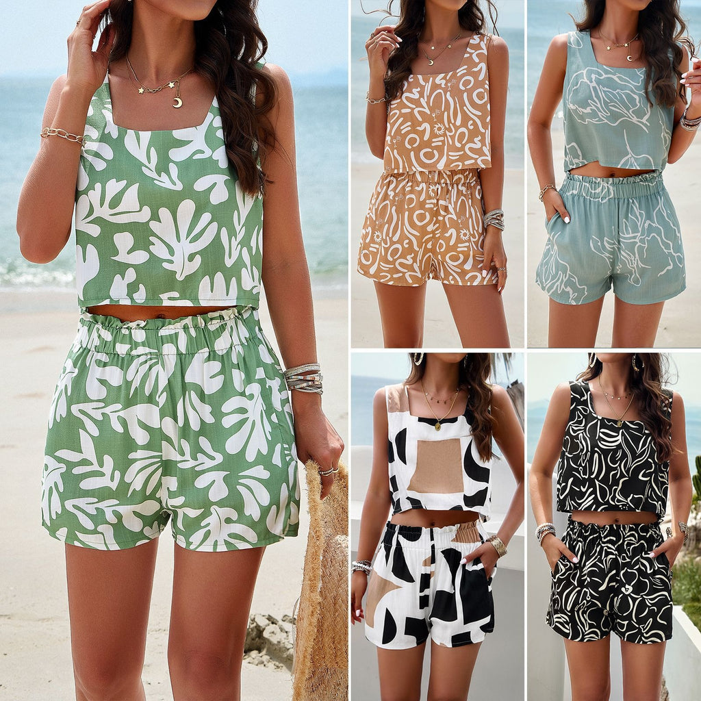 Spring/Summer New Style Casual Print Tank Top Set