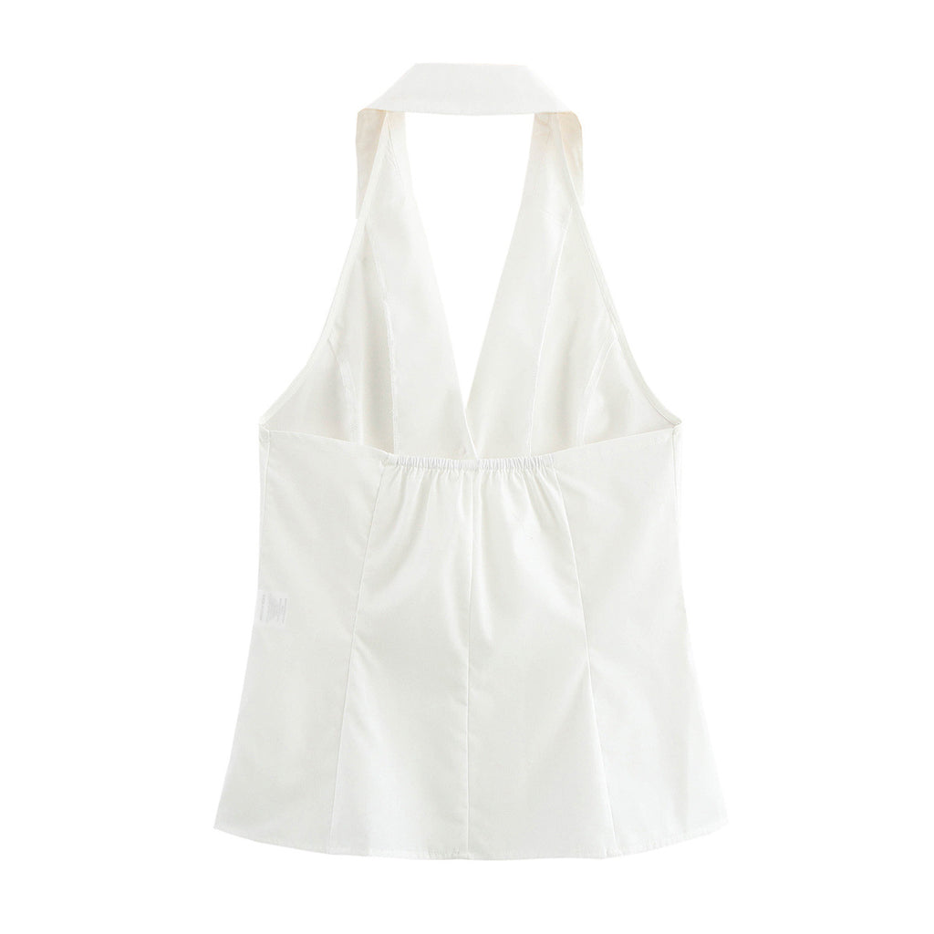 Summer sexy hot girl hanging neck temperament suspender backless top