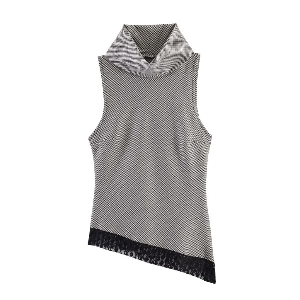 Summer asymmetrical hem lace top