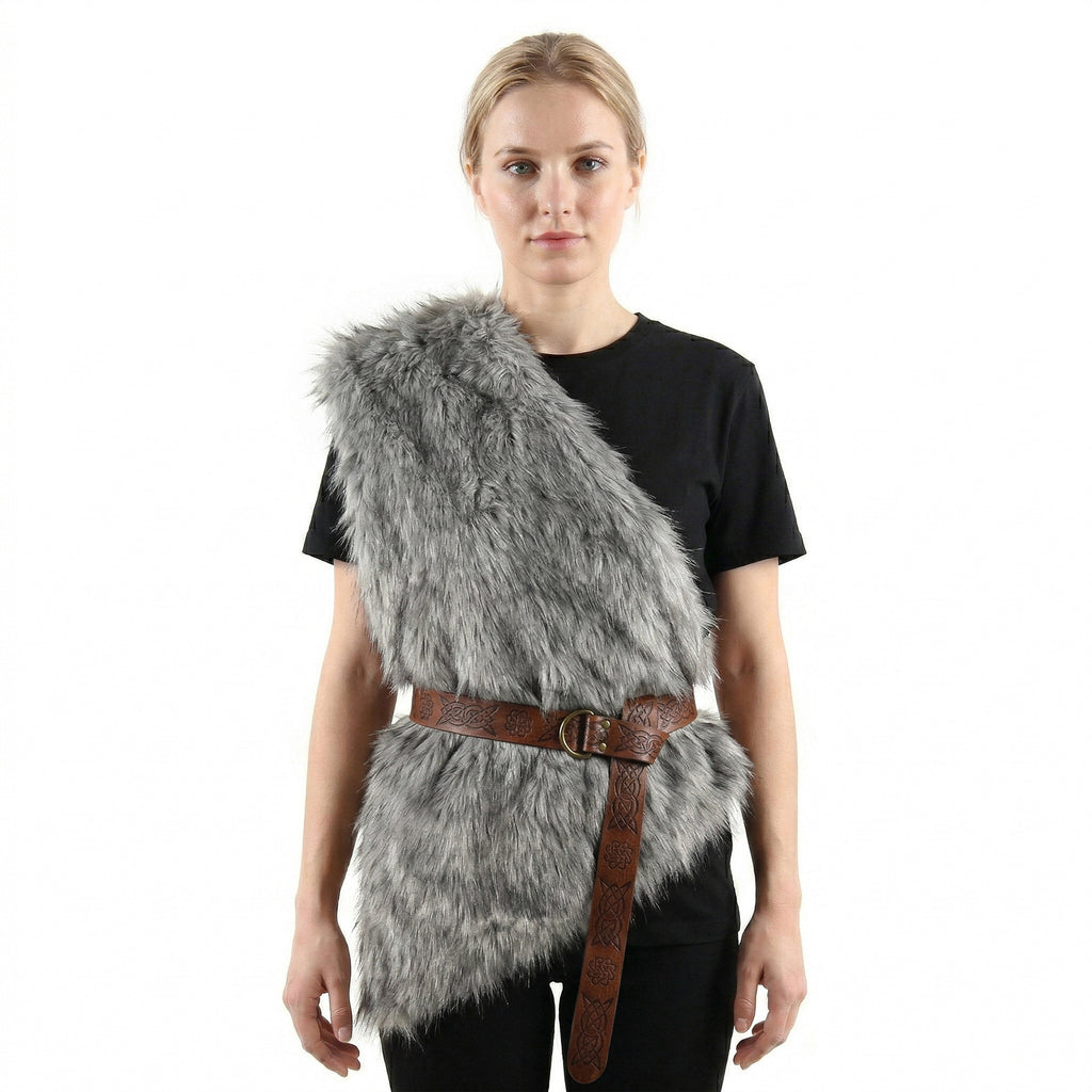 Halloween New Artificial Fur Viking Primitive Costume Vest Cosplay Performance Prop