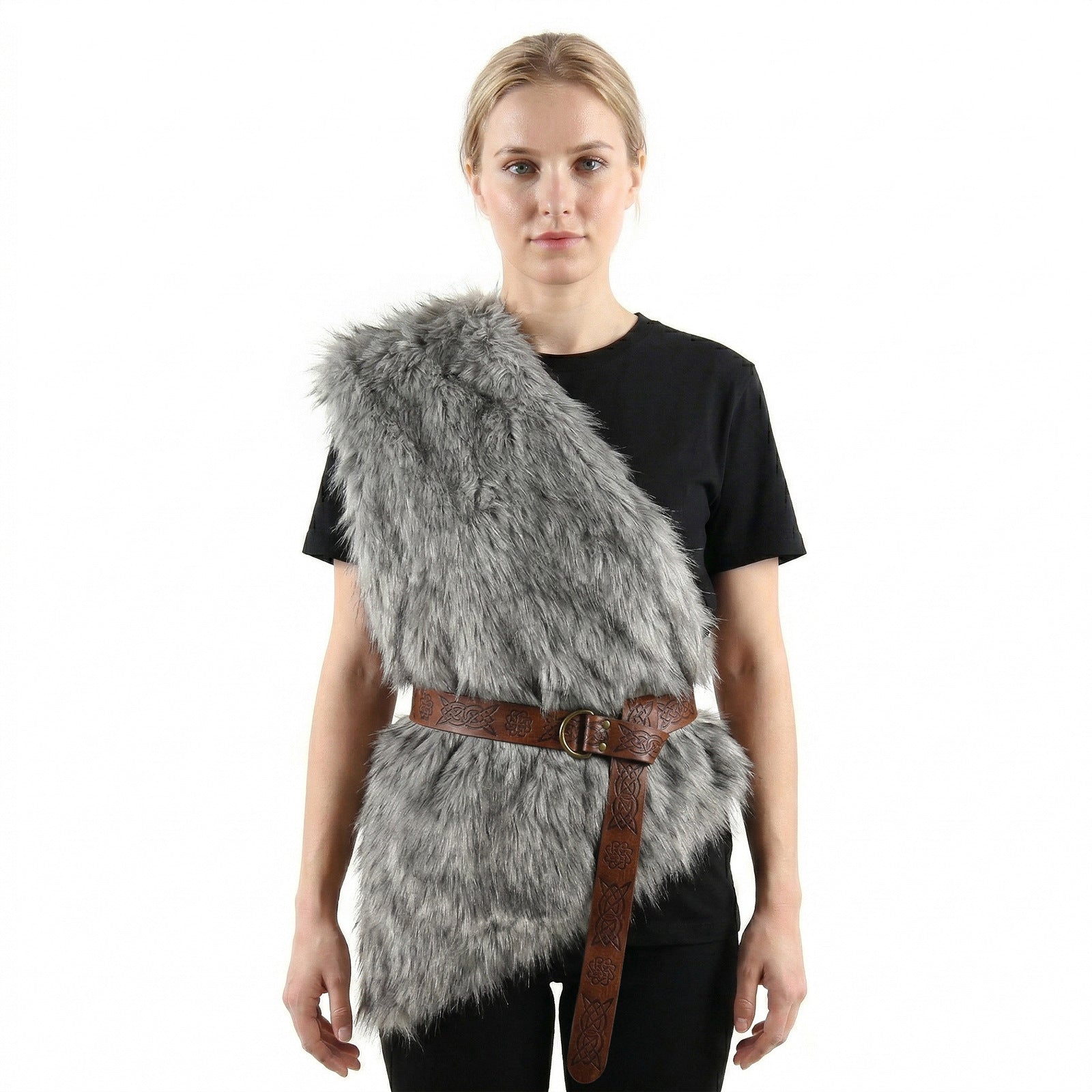 Halloween New Artificial Fur Viking Primitive Costume Vest Cosplay Performance Prop