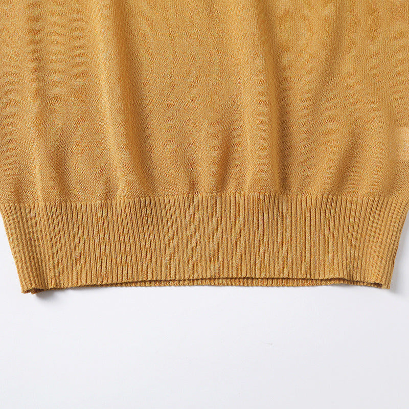 Summer women's polo shirt knitted short sleeved top