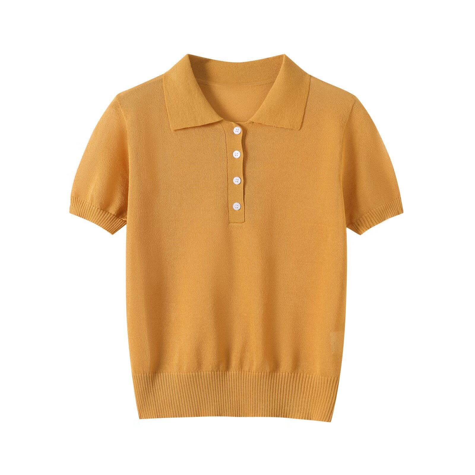 Summer women's polo shirt knitted short sleeved top