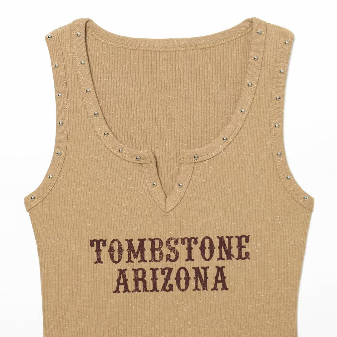Summer Hot Girl Letter Printed Tank Top