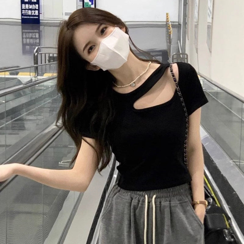 Irregular Short Sleeve Women's T-Shirt Summer Slim Fit Top