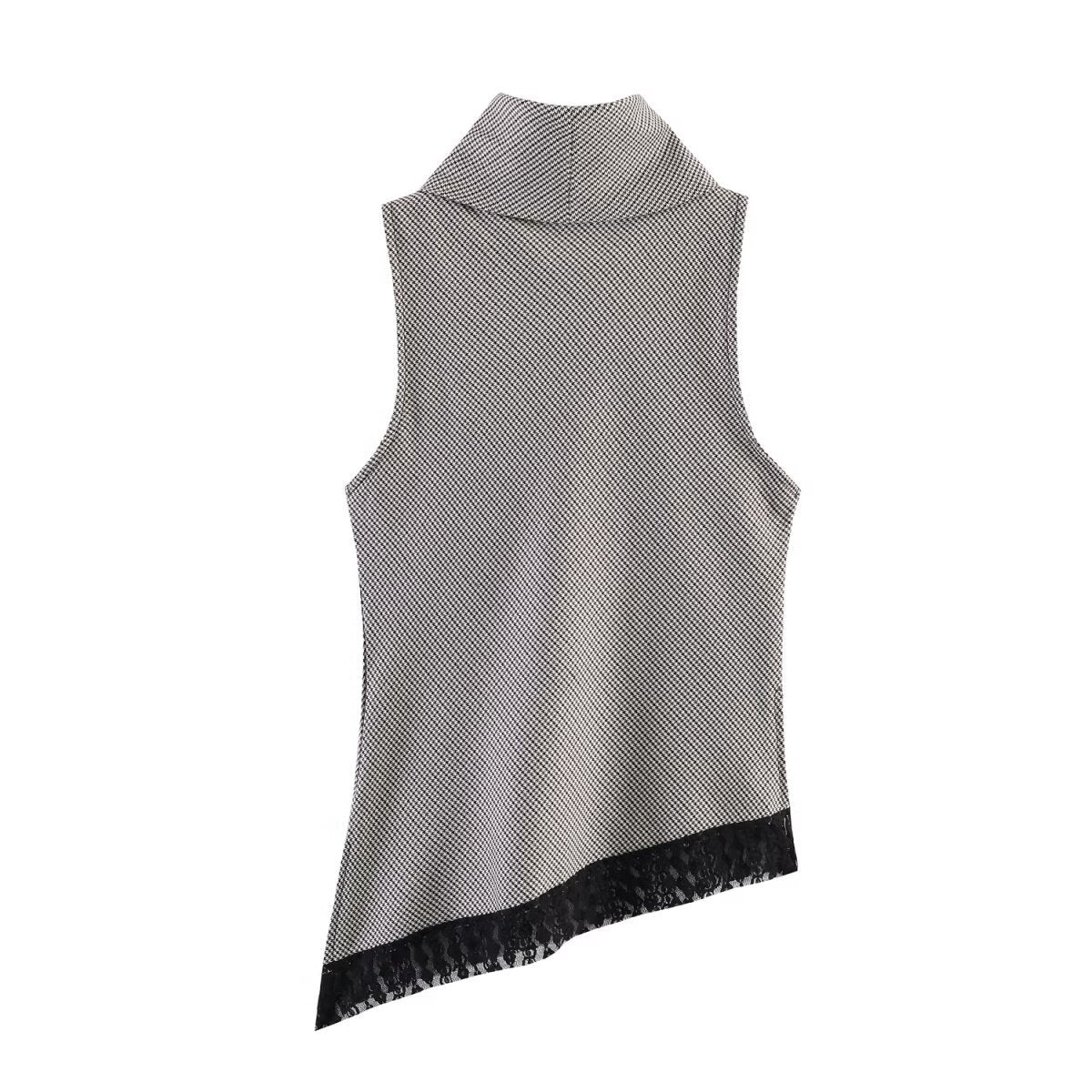 Summer asymmetrical hem lace top