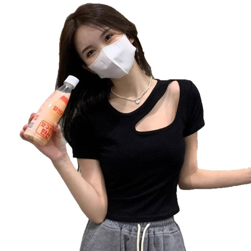 Irregular Short Sleeve Women's T-Shirt Summer Slim Fit Top