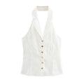 Summer sexy hot girl hanging neck temperament suspender backless top