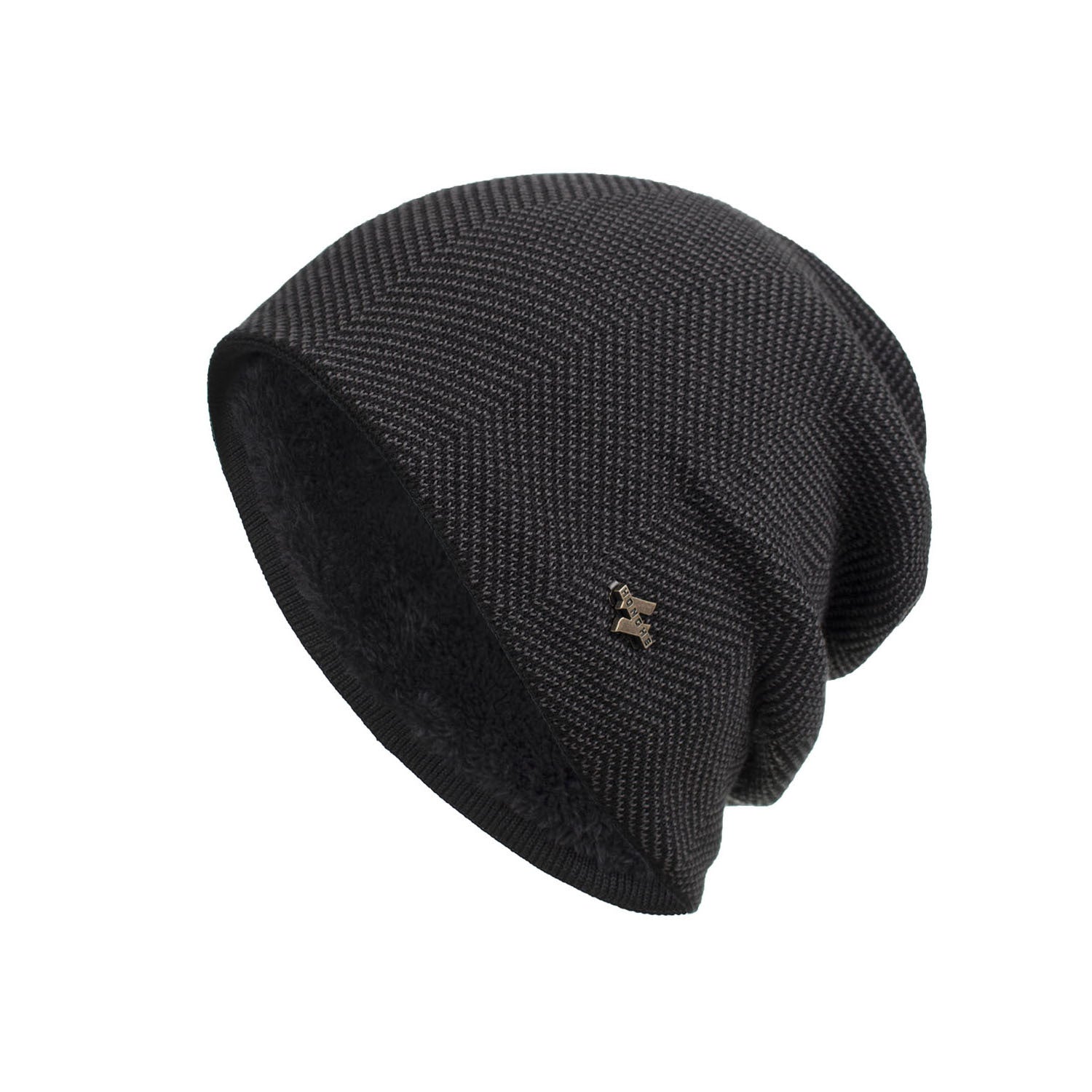 Velvet H-iron label pullover cap knitted yarn cap