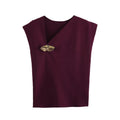 Summer fashion slim fit gold inlaid knitted sleeveless top