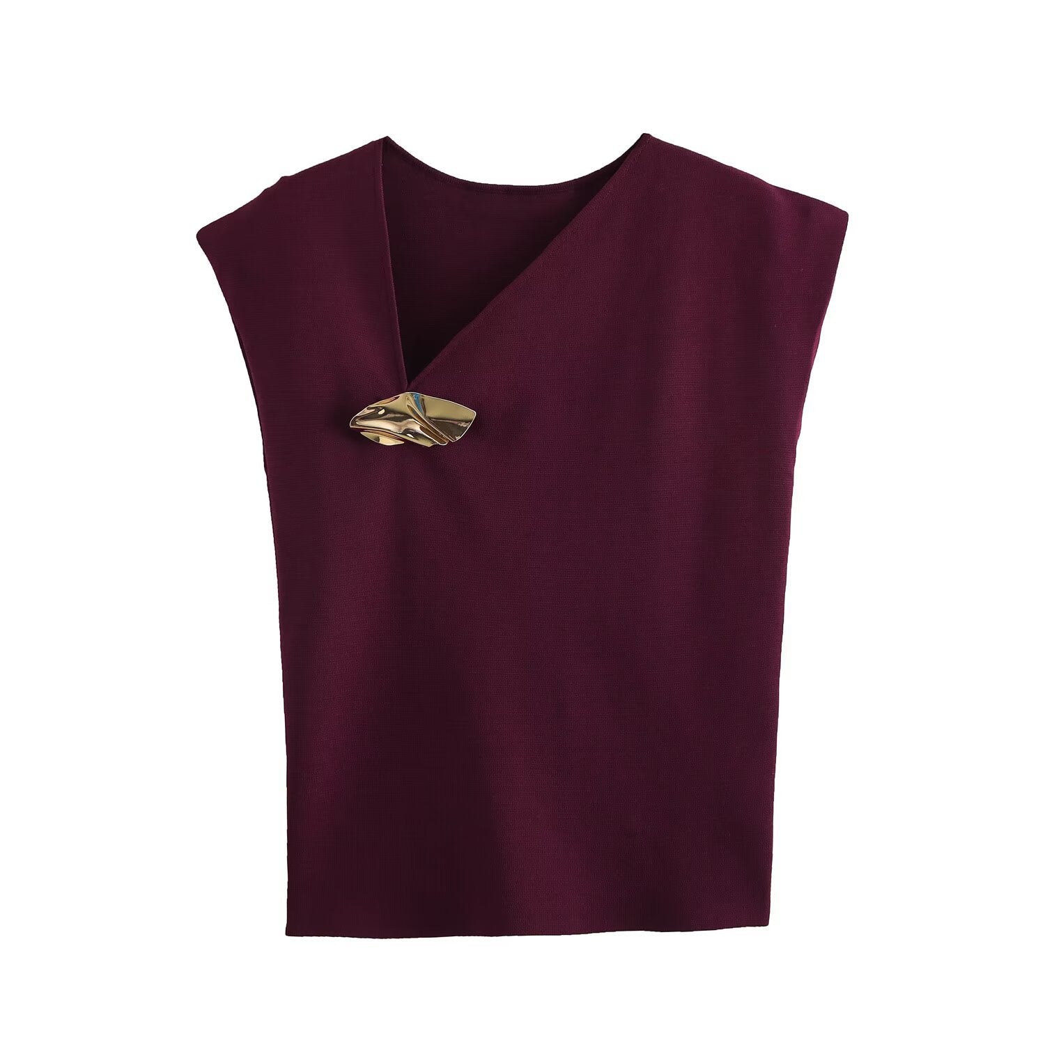 Summer fashion slim fit gold inlaid knitted sleeveless top
