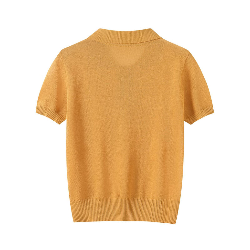Summer women's polo shirt knitted short sleeved top
