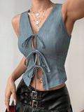 Summer new lace up slim fit top