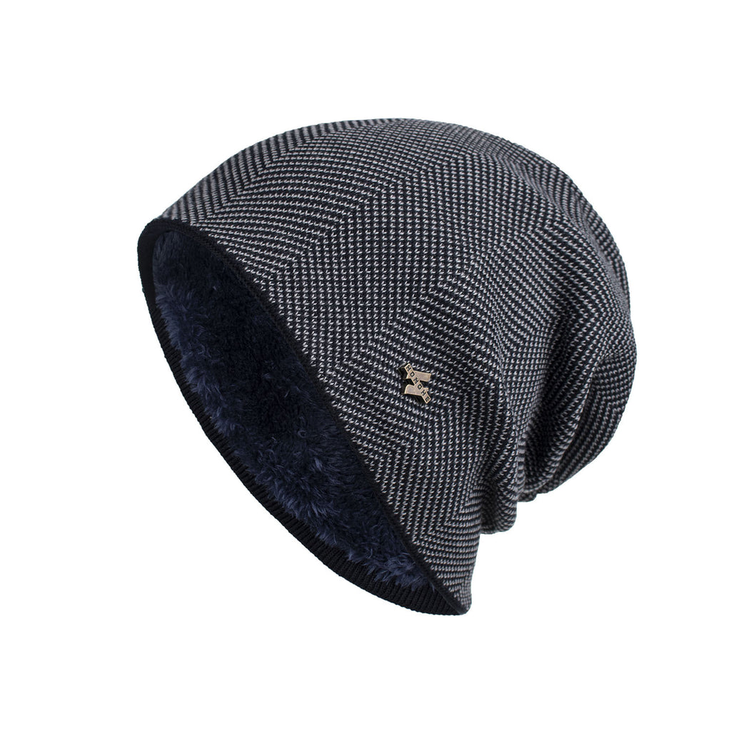 Velvet H-iron label pullover cap knitted yarn cap