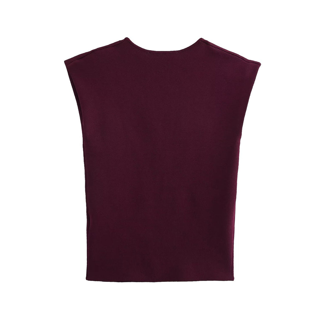 Summer fashion slim fit gold inlaid knitted sleeveless top