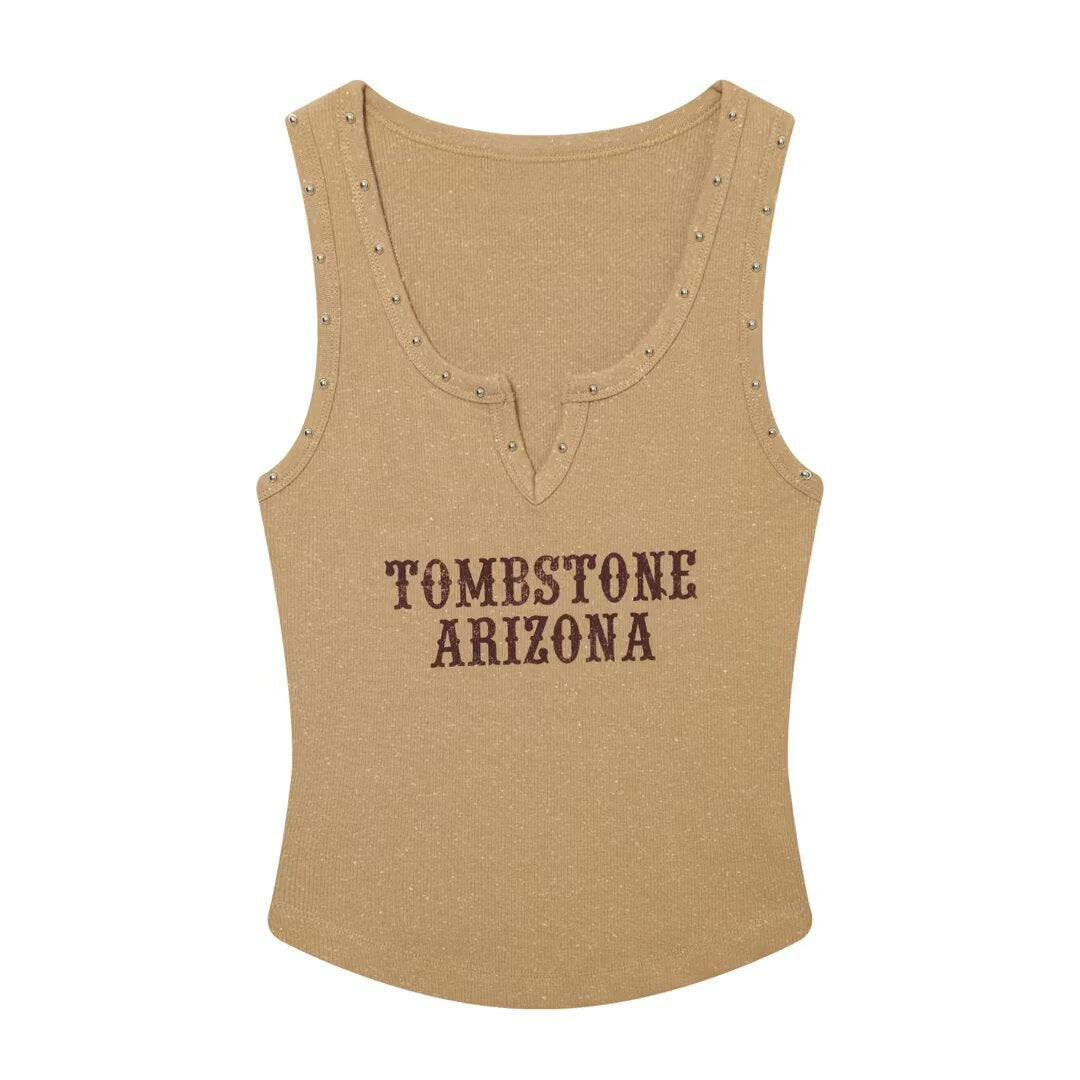 Summer Hot Girl Letter Printed Tank Top