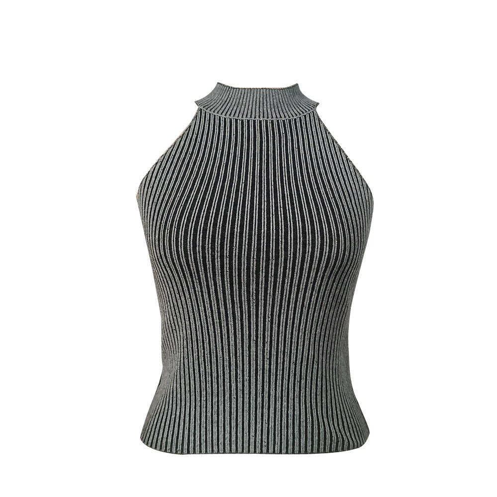 High Neck Sleeveless Crop Top  Spring Summer Casual