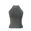 High Neck Sleeveless Crop Top  Spring Summer Casual
