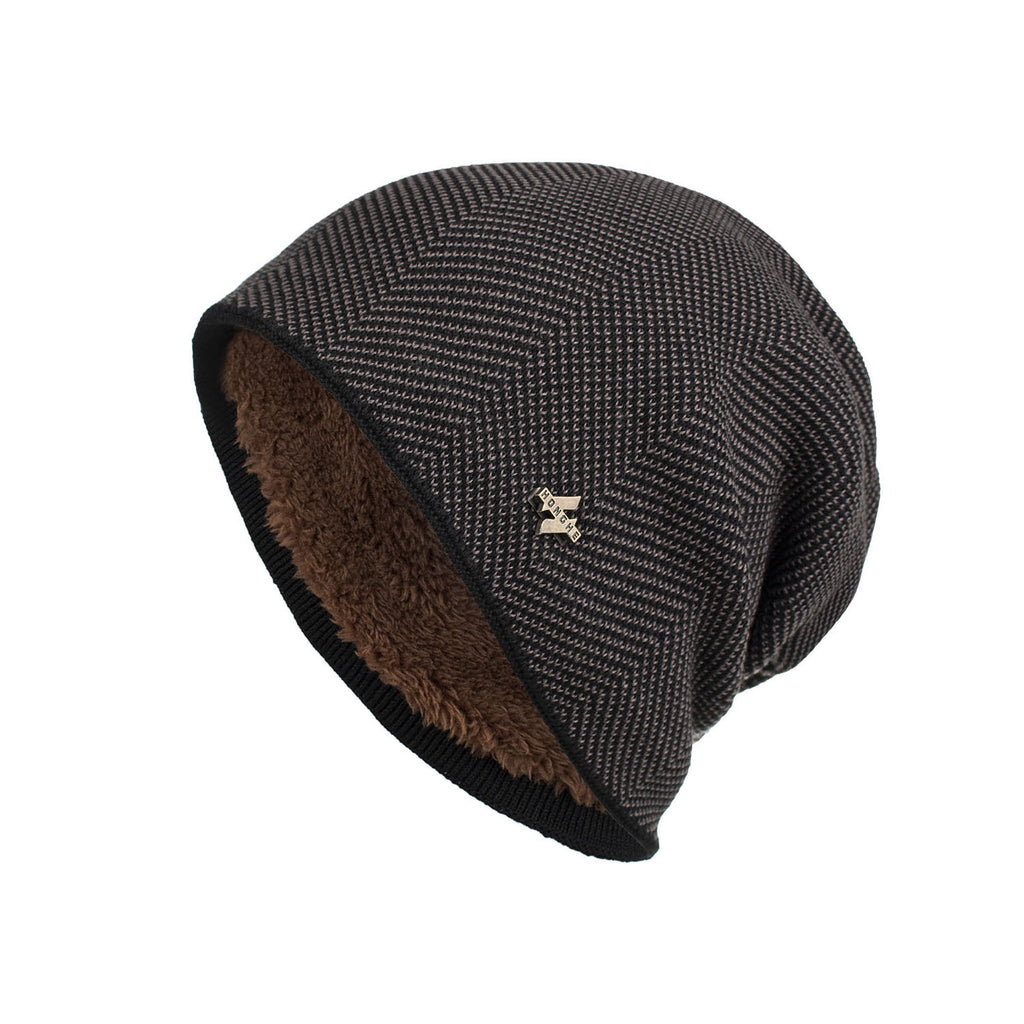 Velvet H-iron label pullover cap knitted yarn cap