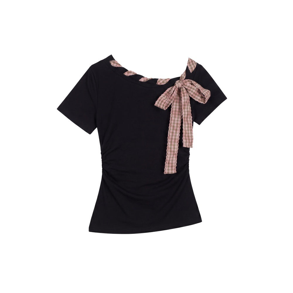 Off-Shoulder Short Sleeve T-Shirt for Women, Casual Summer Top