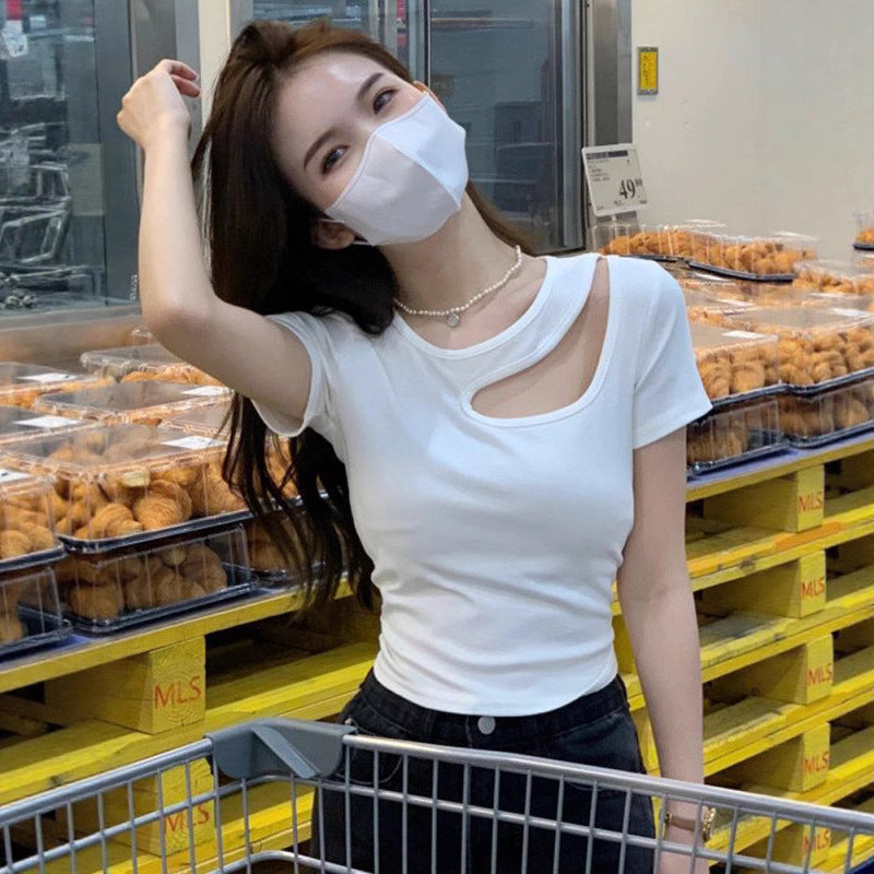 Irregular Short Sleeve Women's T-Shirt Summer Slim Fit Top
