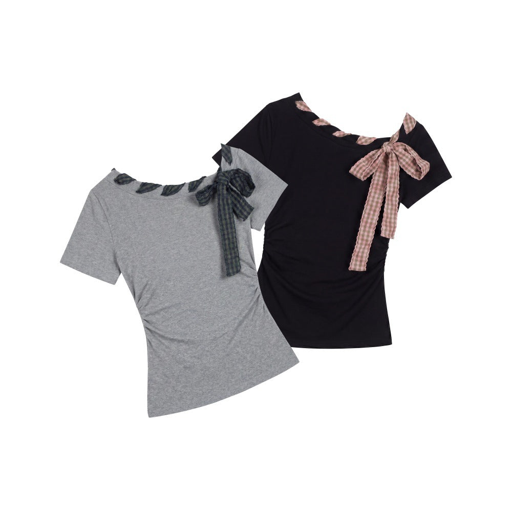 Off-Shoulder Short Sleeve T-Shirt for Women, Casual Summer Top