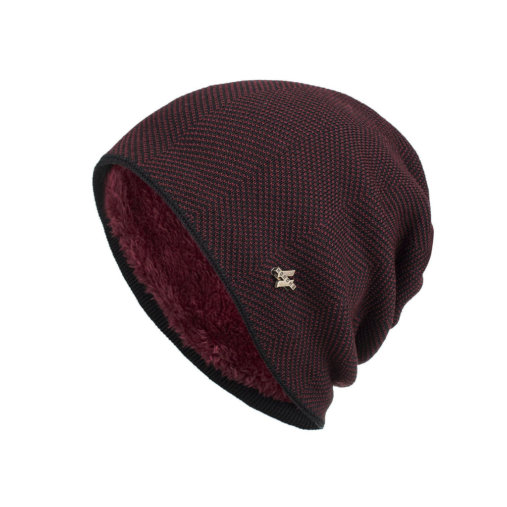 Velvet H-iron label pullover cap knitted yarn cap