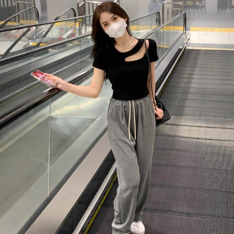 Irregular Short Sleeve Women's T-Shirt Summer Slim Fit Top