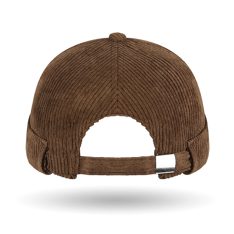 Solid color coarse corduroy melon skin hat
